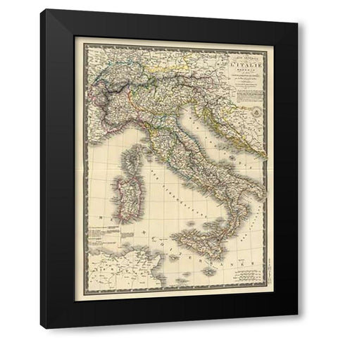 Italie moderne, 1828 Black Modern Wood Framed Art Print by Brue, Adrien Hubert