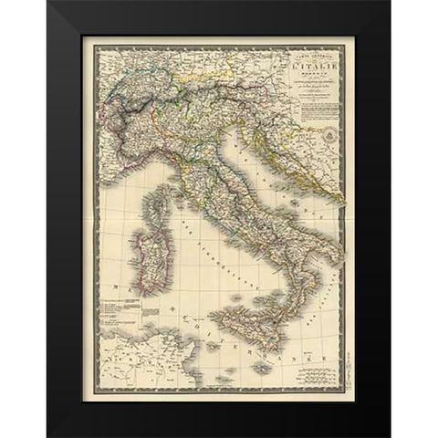 Italie moderne, 1828 Black Modern Wood Framed Art Print by Brue, Adrien Hubert