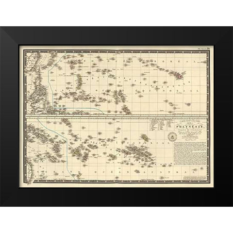 Polynesia, 1827 Black Modern Wood Framed Art Print by Brue, Adrien Hubert