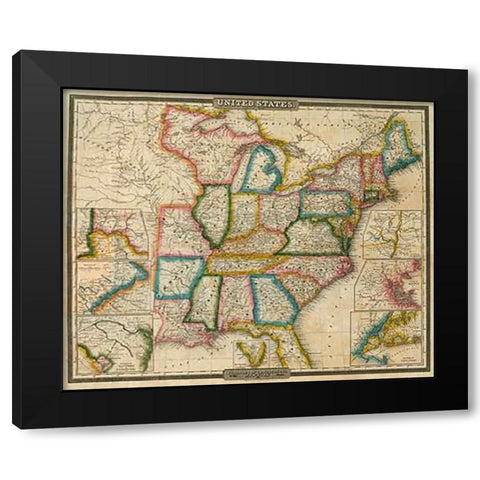United States, 1833 Black Modern Wood Framed Art Print by Burr, David