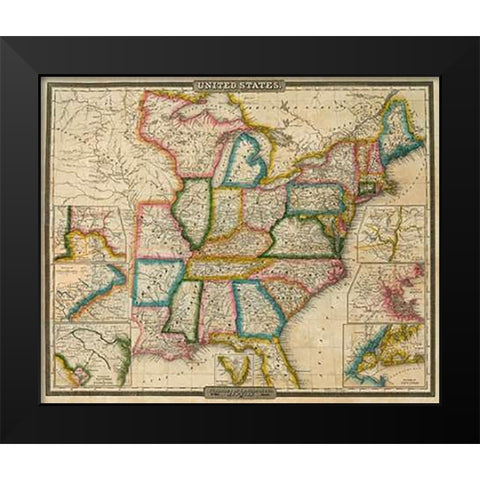 United States, 1833 Black Modern Wood Framed Art Print by Burr, David