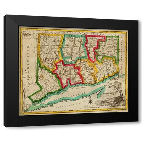 State of Connecticut, 1827 Black Modern Wood Framed Art Print by Doolittle, Amos