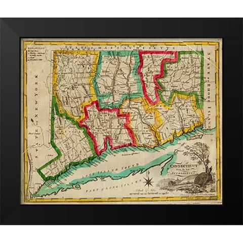 State of Connecticut, 1827 Black Modern Wood Framed Art Print by Doolittle, Amos