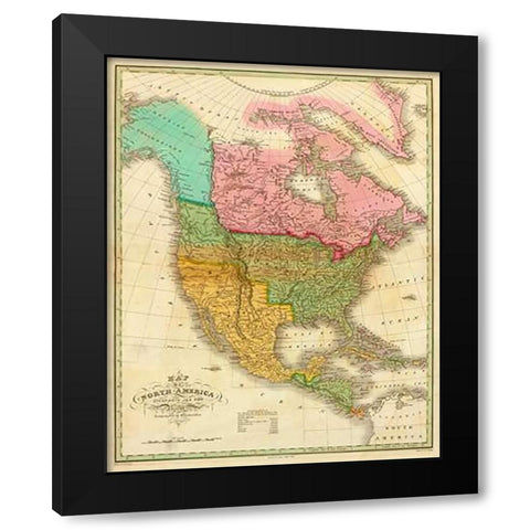 Map of North America Including All The Recent Geographical Discoveries, 1826 Black Modern Wood Framed Art Print by Finley, Anthony