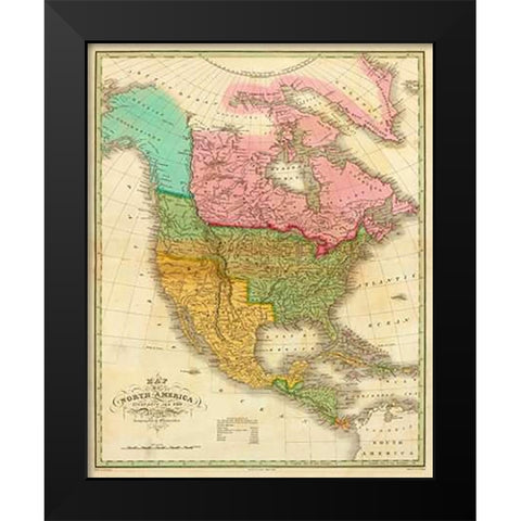 Map of North America Including All The Recent Geographical Discoveries, 1826 Black Modern Wood Framed Art Print by Finley, Anthony