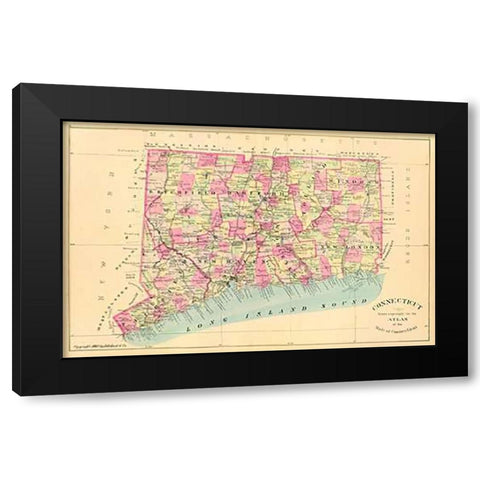 State of Connecticut, 1893 Black Modern Wood Framed Art Print with Double Matting by Hurd and Co., D.H