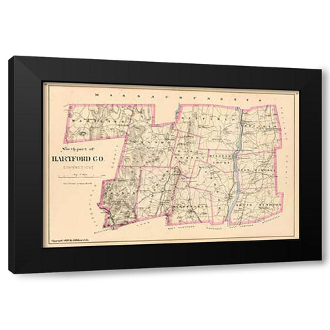 Connecticut: Hartford County North, 1893 Black Modern Wood Framed Art Print with Double Matting by Hurd and Co., D.H