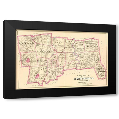 Connecticut: Hartford County South, 1893 Black Modern Wood Framed Art Print with Double Matting by Hurd and Co., D.H