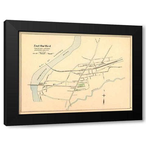 East Hartford, Connecticut, 1893 Black Modern Wood Framed Art Print with Double Matting by Hurd and Co., D.H