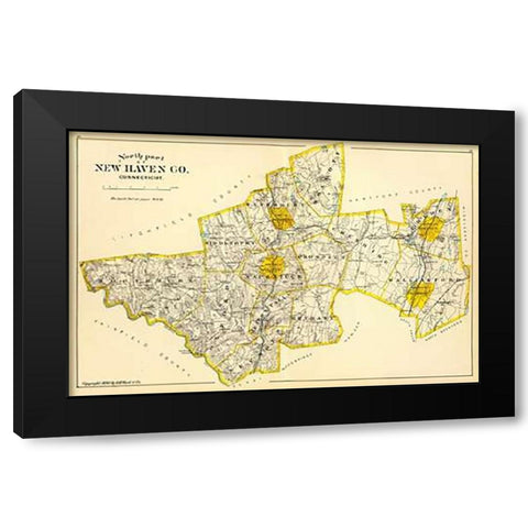 Connecticut: New Haven County North, 1893 Black Modern Wood Framed Art Print with Double Matting by Hurd and Co., D.H