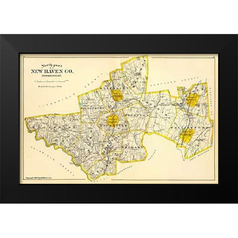 Connecticut: New Haven County North, 1893 Black Modern Wood Framed Art Print by Hurd and Co., D.H