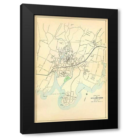 Stamford, Connecticut, 1893 Black Modern Wood Framed Art Print with Double Matting by Hurd and Co., D.H