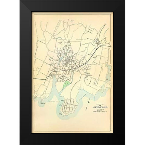 Stamford, Connecticut, 1893 Black Modern Wood Framed Art Print by Hurd and Co., D.H