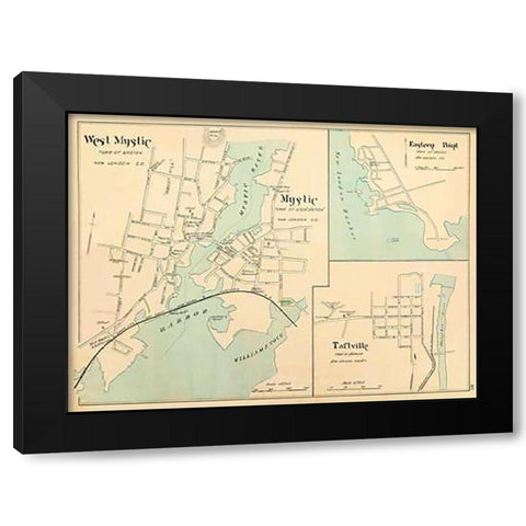 W. Mystic, Mystic, Connecticut, 1893 Black Modern Wood Framed Art Print by Hurd and Co., D.H