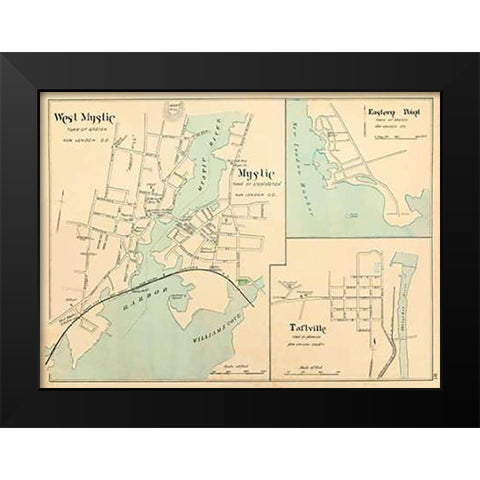 W. Mystic, Mystic, Connecticut, 1893 Black Modern Wood Framed Art Print by Hurd and Co., D.H