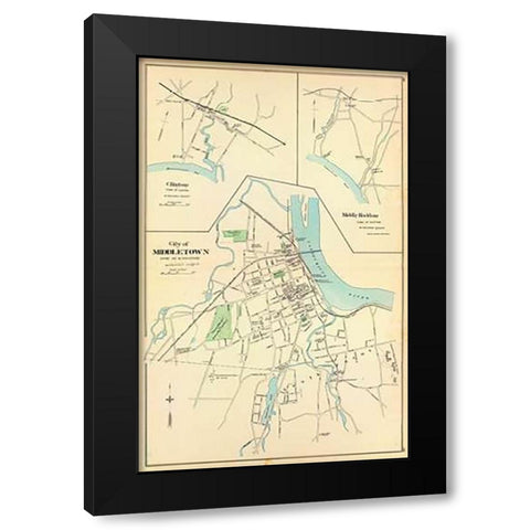 Middletown, Connecticut, 1893 Black Modern Wood Framed Art Print by Hurd and Co., D.H
