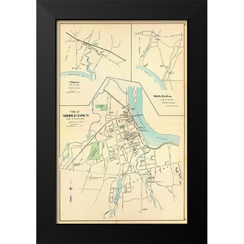 Middletown, Connecticut, 1893 Black Modern Wood Framed Art Print by Hurd and Co., D.H
