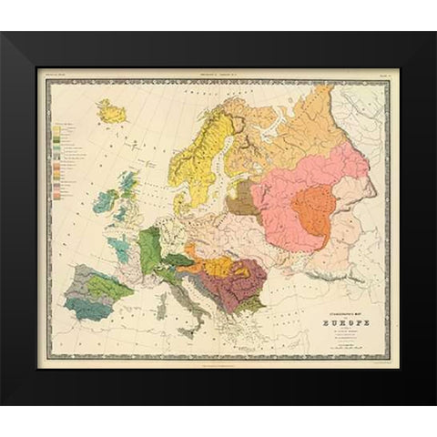Ethnographic, Europe, 1856 Black Modern Wood Framed Art Print by Kombst, Gustaf