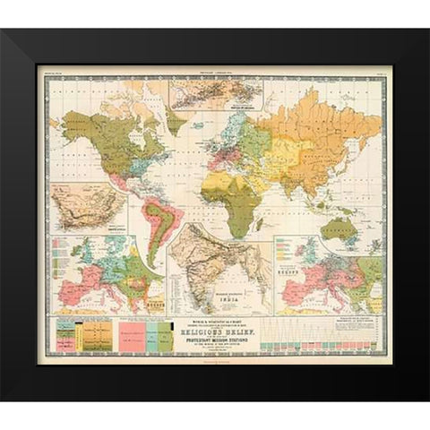 Religious belief, 1854 Black Modern Wood Framed Art Print by Johnston, Alexander Keith