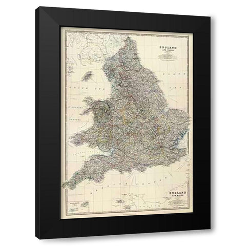ComVintageite: England, Wales, 1861 Black Modern Wood Framed Art Print by Johnston, Alexander Keith