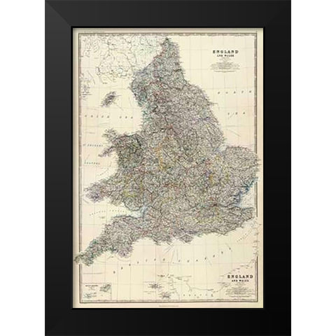 ComVintageite: England, Wales, 1861 Black Modern Wood Framed Art Print by Johnston, Alexander Keith