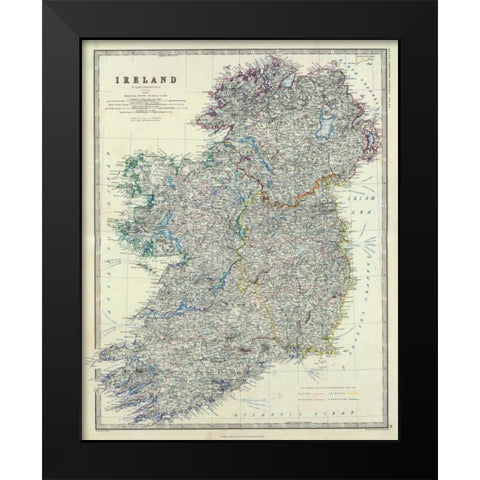 Ireland, 1861 Black Modern Wood Framed Art Print by Johnston, Alexander Keith
