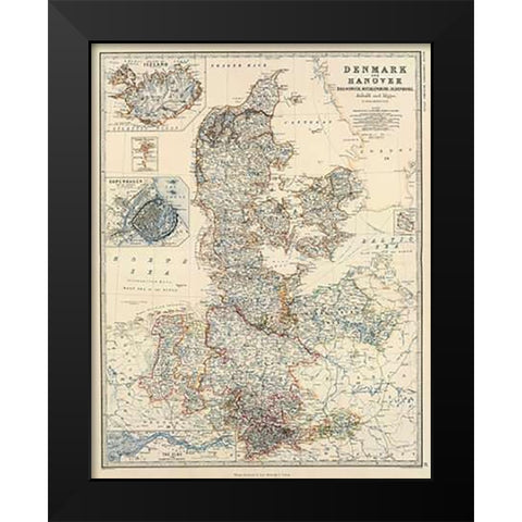 Denmark, Hanover, Brunswick, Mecklenburg, Oldenburg, 1861 Black Modern Wood Framed Art Print by Johnston, Alexander Keith