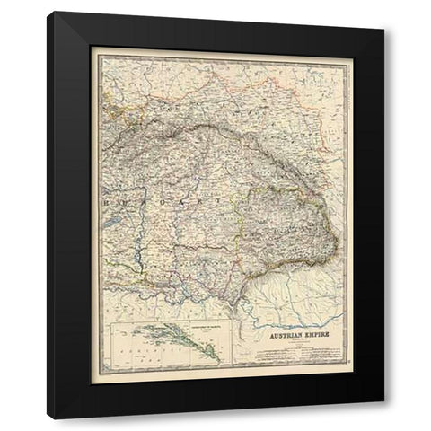 Austria East, 1861 Black Modern Wood Framed Art Print with Double Matting by Johnston, Alexander Keith