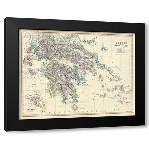 Greece, 1861 Black Modern Wood Framed Art Print with Double Matting by Johnston, Alexander Keith