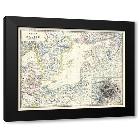 Baltic, 1861 Black Modern Wood Framed Art Print by Johnston, Alexander Keith