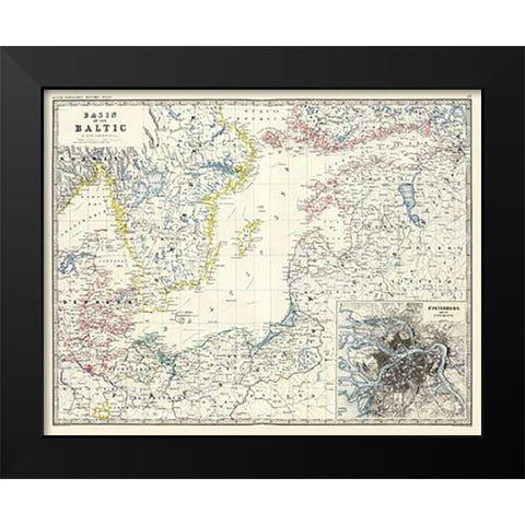 Baltic, 1861 Black Modern Wood Framed Art Print by Johnston, Alexander Keith