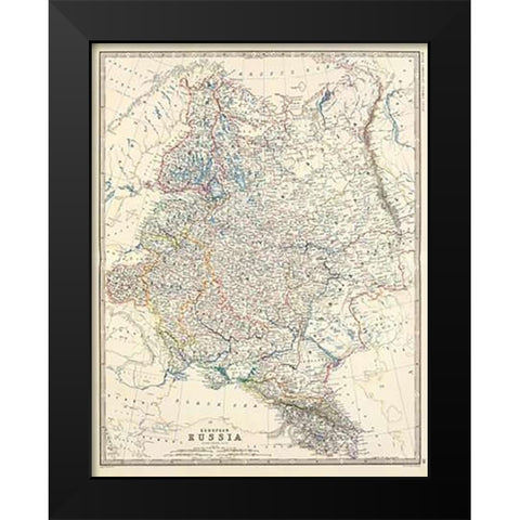Russia, European, 1861 Black Modern Wood Framed Art Print by Johnston, Alexander Keith