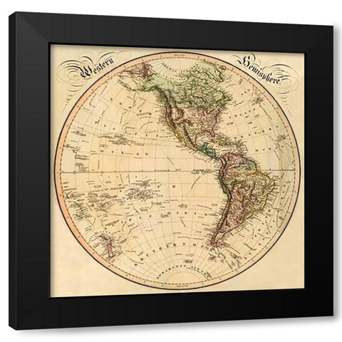Western Hemisphere, 1831 Black Modern Wood Framed Art Print with Double Matting by Lizars, Daniel