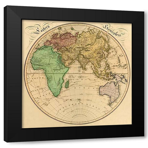 Eastern Hemisphere, 1831 Black Modern Wood Framed Art Print by Lizars, Daniel