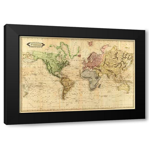 World, 1831 Black Modern Wood Framed Art Print with Double Matting by Lizars, Daniel