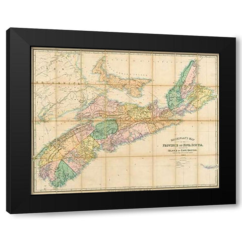 Mackinlays map of the Province of Nova Scotia, including the island of Cape Breton, 1862 Black Modern Wood Framed Art Print with Double Matting by Mackinlay, A. and W.