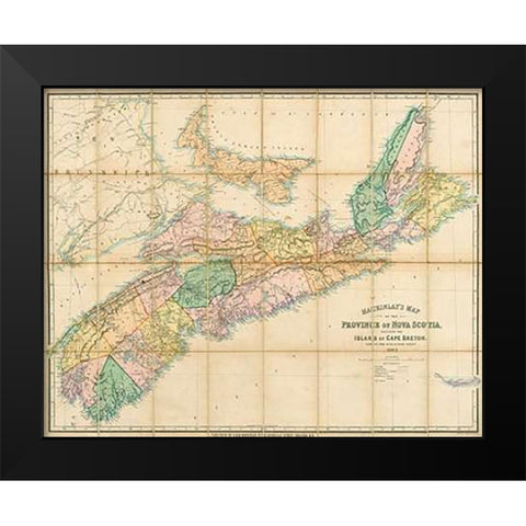 Mackinlays map of the Province of Nova Scotia, including the island of Cape Breton, 1862 Black Modern Wood Framed Art Print by Mackinlay, A. and W.