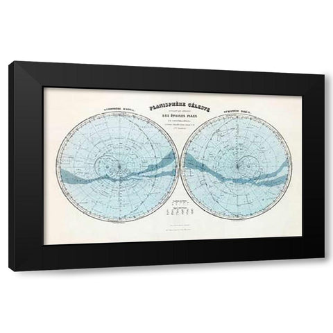 Planisphere Celeste, Hemisphere Austral, Hemisphere Boreal, 1892 Black Modern Wood Framed Art Print by Migeon, J.
