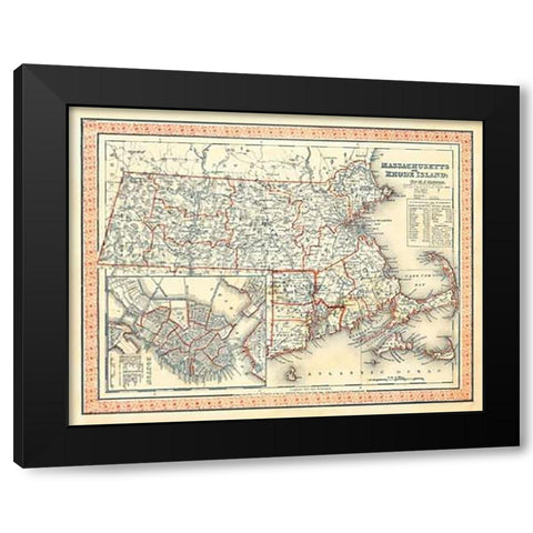 Massachusetts, Rhode Island, 1846 Black Modern Wood Framed Art Print with Double Matting by Tanner, Henry