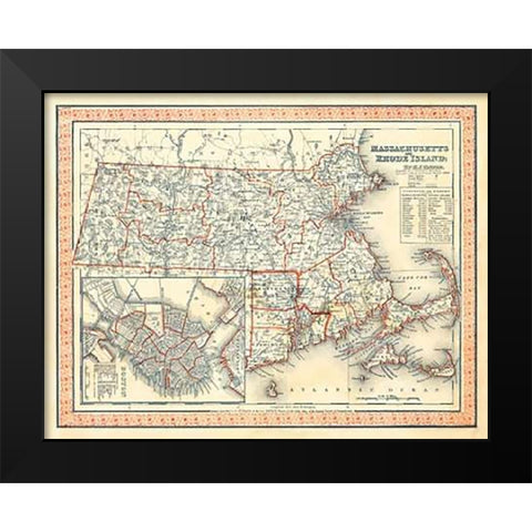 Massachusetts, Rhode Island, 1846 Black Modern Wood Framed Art Print by Tanner, Henry