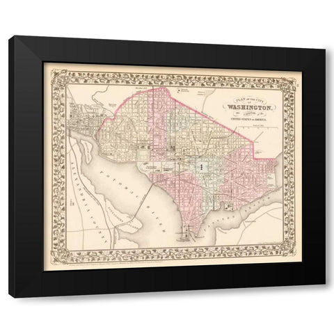 Washington, D.C., 1880 Black Modern Wood Framed Art Print by Mitchell, Samuel Augustus