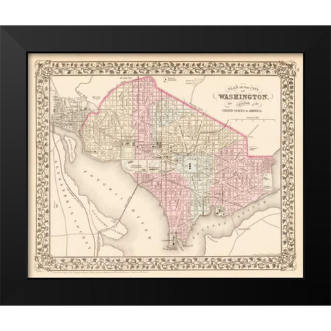 Washington, D.C., 1880 Black Modern Wood Framed Art Print by Mitchell, Samuel Augustus