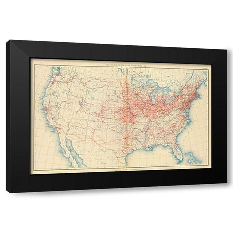 60 Railroad systems 1890 Black Modern Wood Framed Art Print with Double Matting by Gannett, Henry