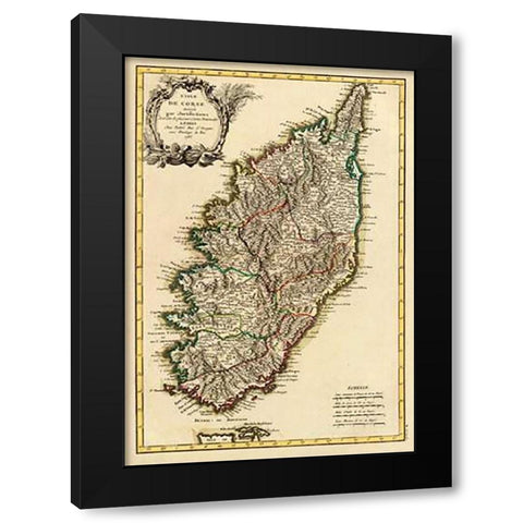 Corsica, 1783 Black Modern Wood Framed Art Print with Double Matting by Lattre, Jean