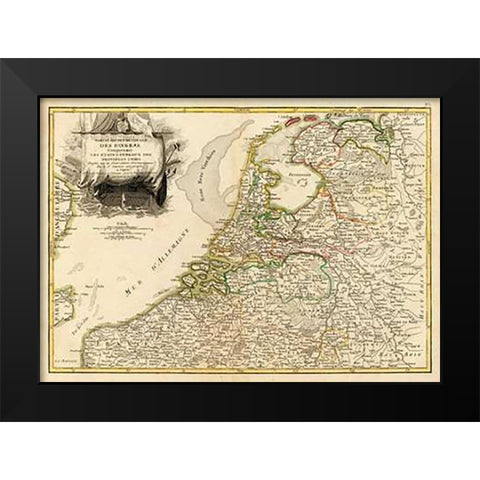 Pays Bas septentrionale, 1780 Black Modern Wood Framed Art Print by Janvier, Jean