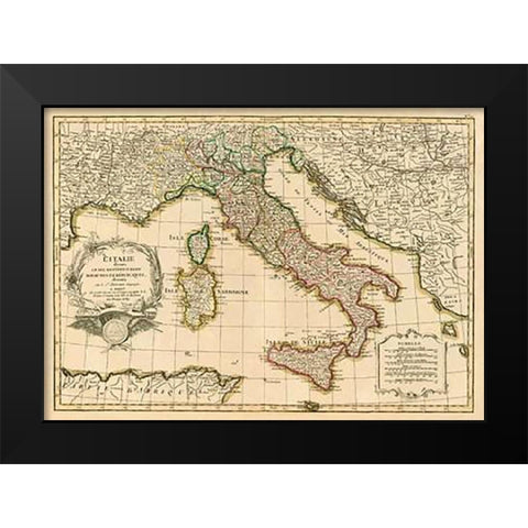 LItalie, 1780 Black Modern Wood Framed Art Print by Janvier, Jean