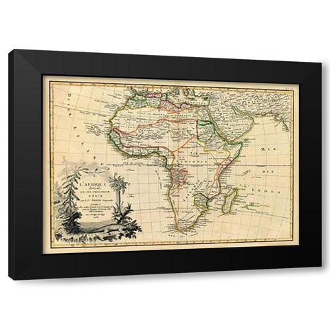 LAfrique, 1782 Black Modern Wood Framed Art Print by Janvier, Jean
