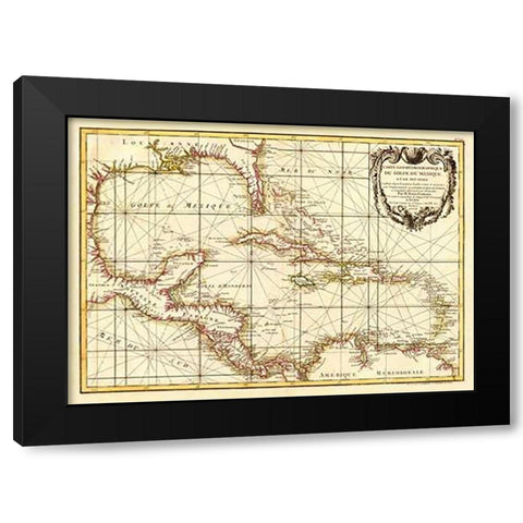 Golfe du Mexique, 1762 Black Modern Wood Framed Art Print by Zannoni, Giovanni Antonio Bartolomeo Rizzi