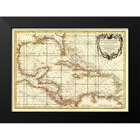 Golfe du Mexique, 1762 Black Modern Wood Framed Art Print by Zannoni, Giovanni Antonio Bartolomeo Rizzi