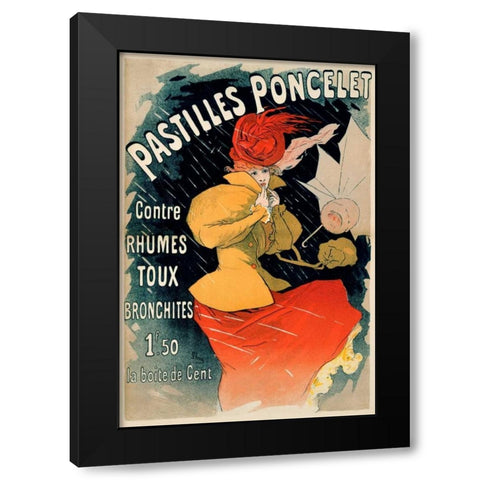 Pastilles Poncelet Black Modern Wood Framed Art Print by Cheret, Jules